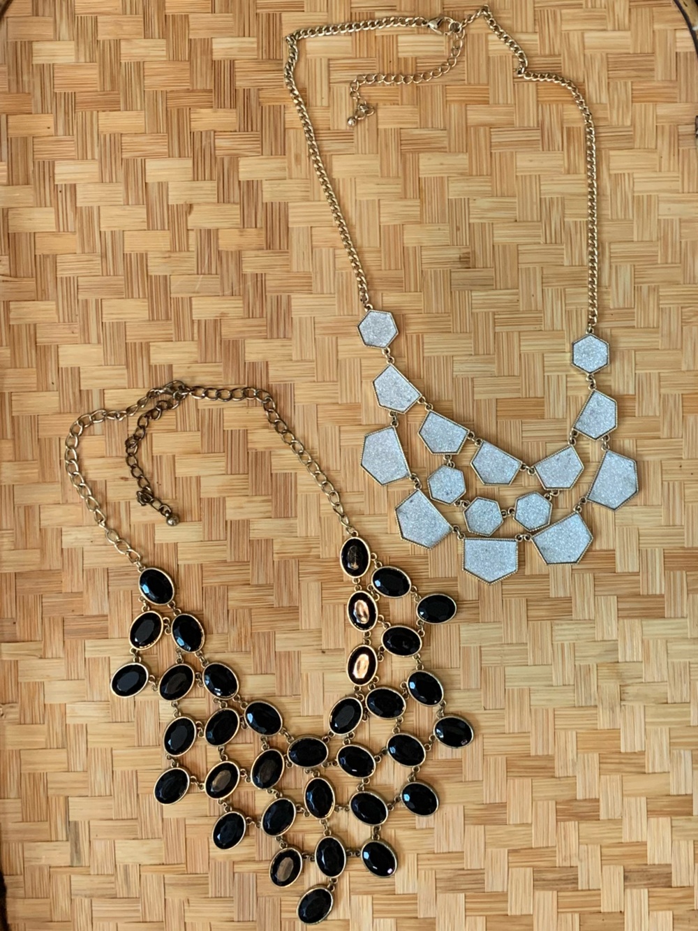 2 costume necklaces Gold-Tone Black Statement Necklace | gold & shimmery silver